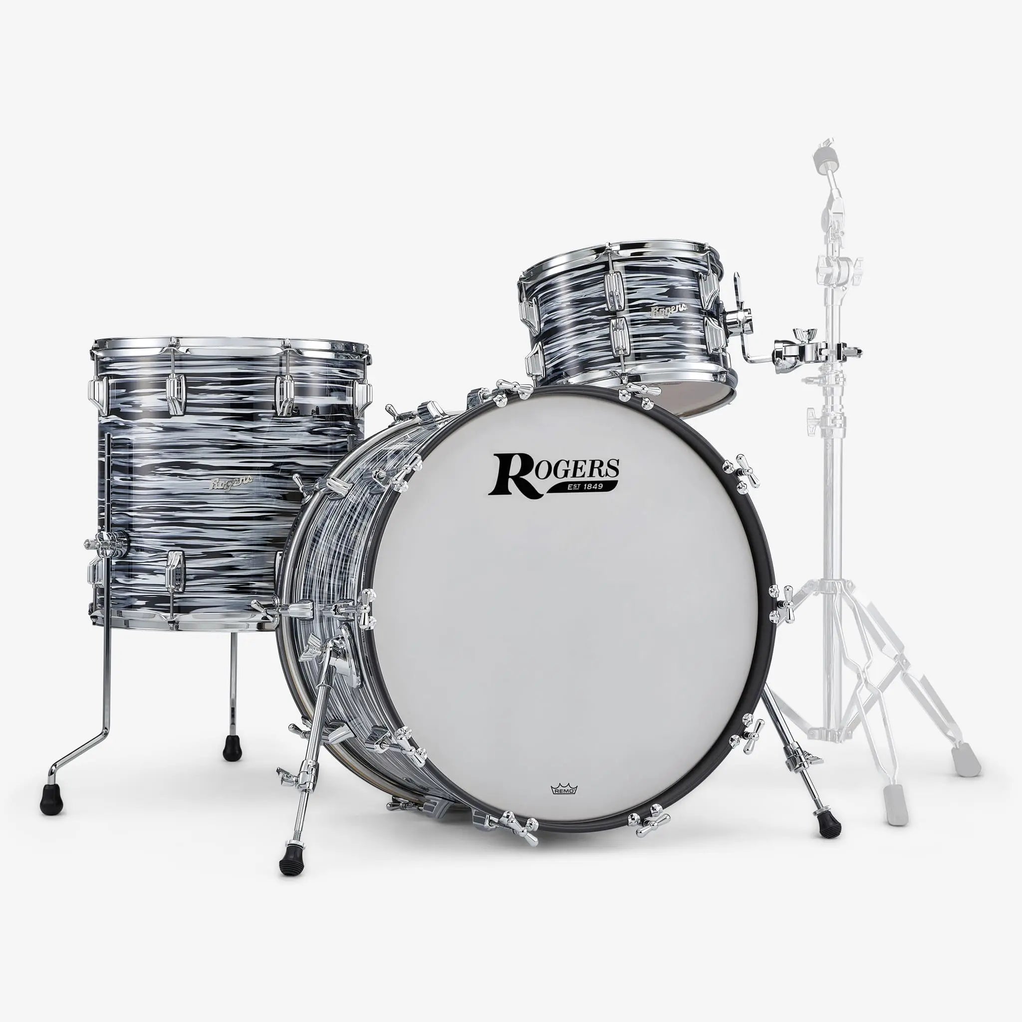~NEW!~ Rogers Powertone Series 3-Piece 12/16/22" Drum Kit Set in 70's Black Oyster (SAVE $650!)
